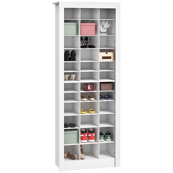 Homcom Shoe Cabinet With 3 Heights Of Girds For 36 Pairs Of Shoes, White HomCom