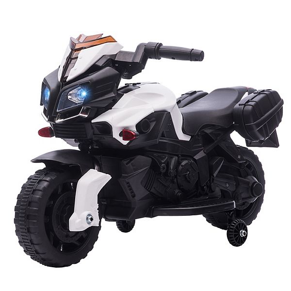 Kids Electric Motorcycle Ride-on Toy, With Headlights Two Training Wheels White Aosom