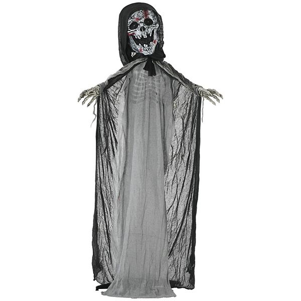 74" Outdoor Halloween Decorations Skeleton Witch, Life Size Animated Prop Outsunny