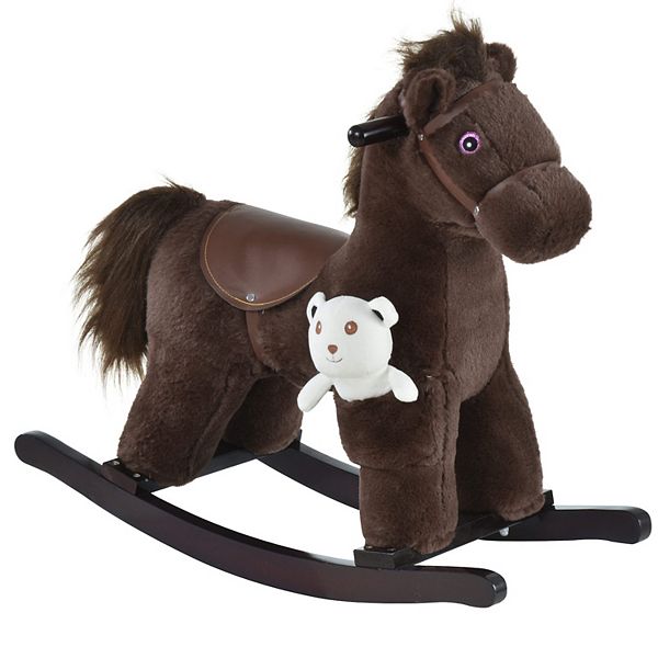 Children Riding Rocking Horse Toy W/ Fun Realistic Sounds & Storage Bag Qaba