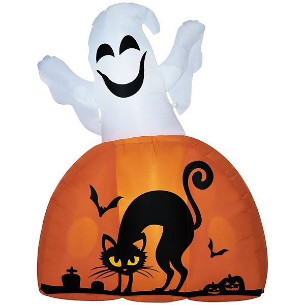 Homcom 5ft Halloween Inflatable Ghost With Pumpkin Base And Led Lights HomCom