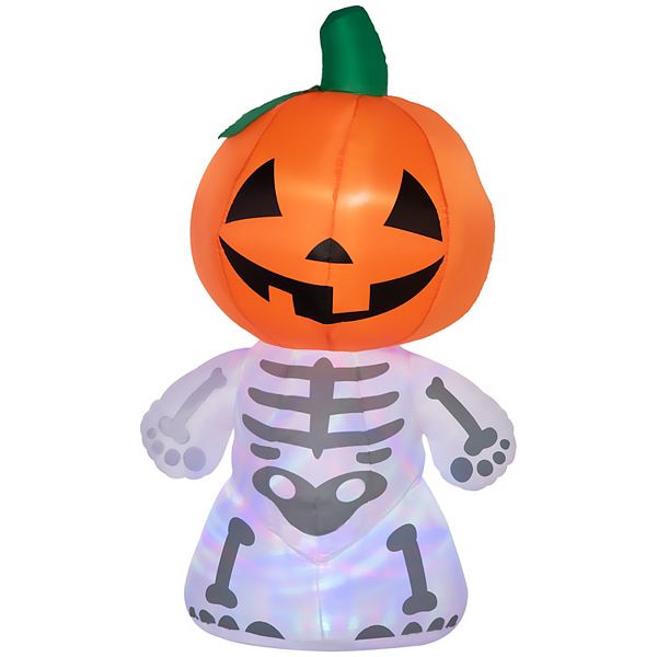 Inflatable Halloween Pumpkin Man With Smile Blow-up Outdoor Display W/ Leds HomCom