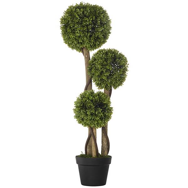 Homcom Artificial Tree Ball Boxwood Topiary For Indoor Outdoor, 35.5" HomCom