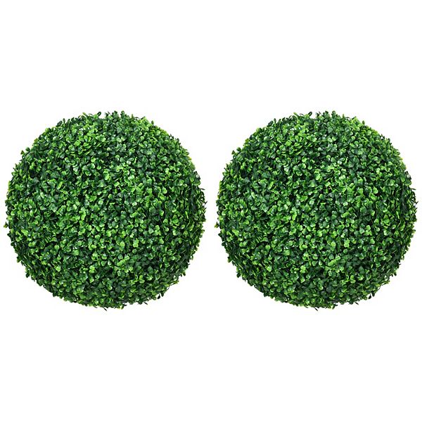 Homcom 2 Pack Artificial Tree Boxwood Topiary Balls, 15.75 Inch HomCom