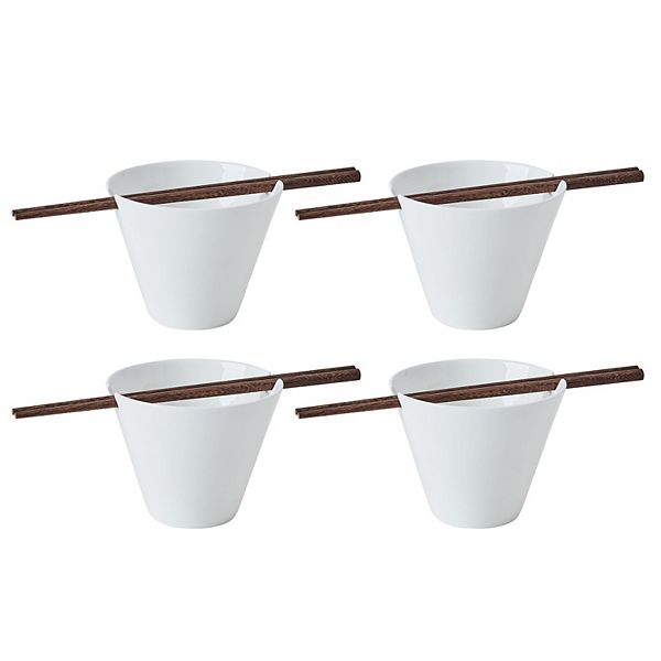 Mikasa Delray Set of 4 Noodle Bowls with Chopsticks MIKASA