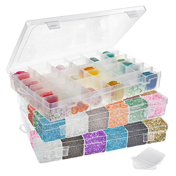 3 Pack Bead Storage Organizer Box With 36 Grids And Removable Dividers Juvale