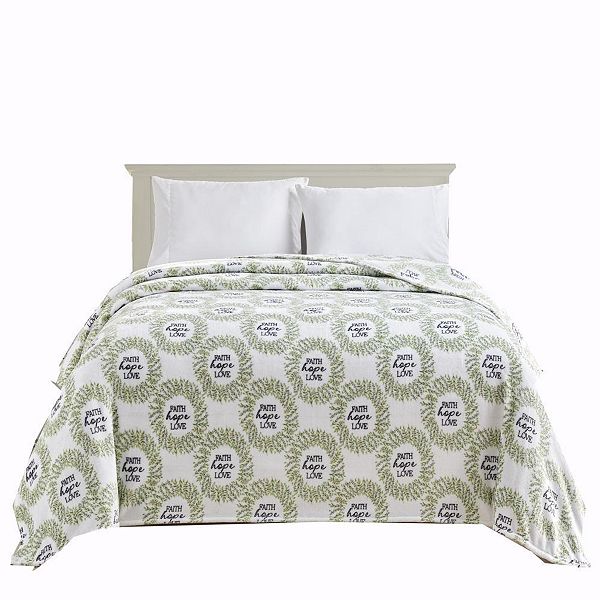 Faith, Hope & Love Printed Luxurious Ultra Soft Lightweight Bed Blanket Plazatex