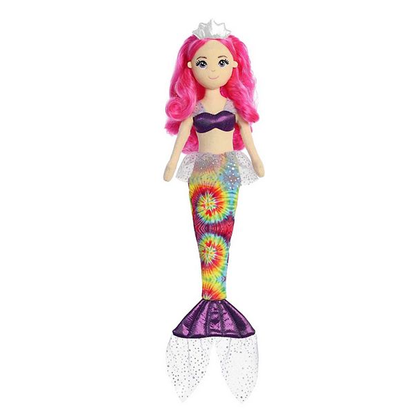 Aurora Large Multicolor Sea Sparkles Tie Dye Sparkles 18" Melody Enchanting Stuffed Doll Aurora