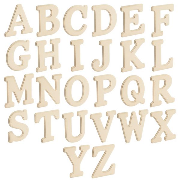 26 Pieces Wooden Alphabet Letters For Crafts, 6-in Abcs For Painting, 0.1" Thick Bright Creations