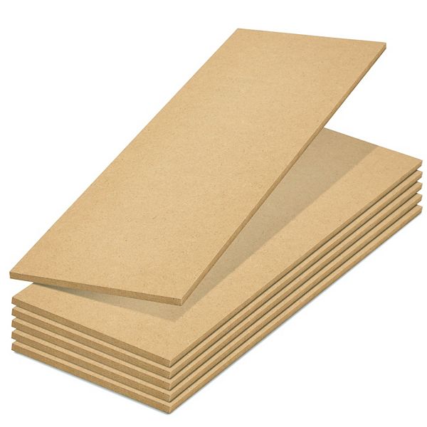 6 Pack Unfinished Wood Planks For Crafts, 1/4" Thick Mdf Boards, 5 X 15 In Bright Creations