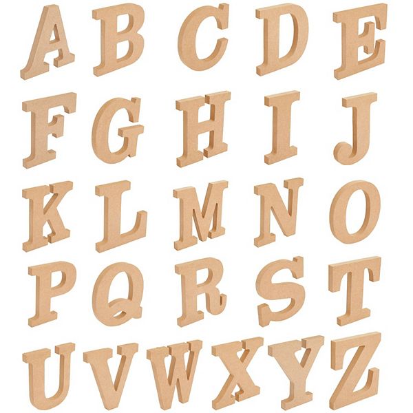 52-count Wooden Alphabet Letters For Diy Craft Home Decor, Natural Color Juvale