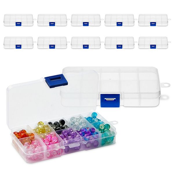 12 Pack Small Clear Storage Containers With Grid For Crafts, Jewelry, 2.5 X 5 In Juvale