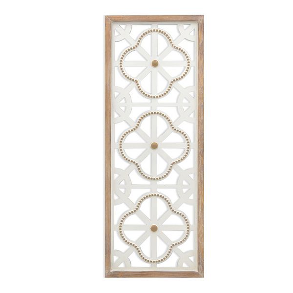 Belle Maison 31-in. Distressed White Carved Panel Wall Art Belle Maison