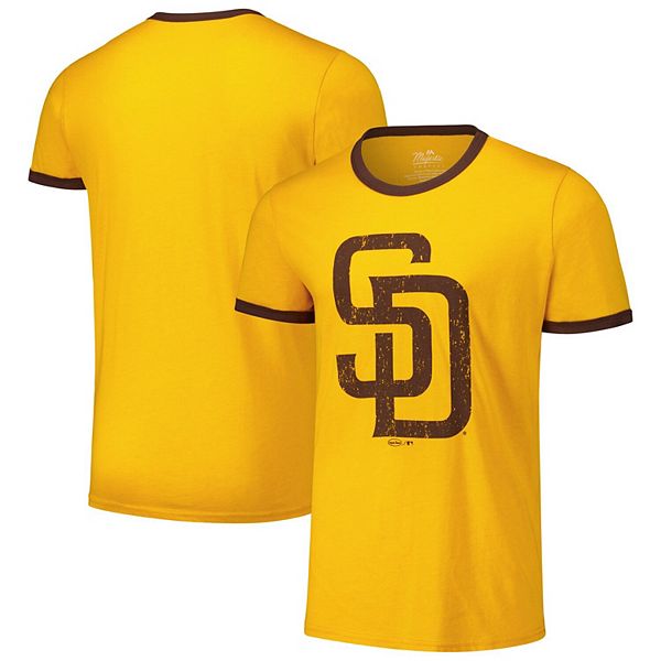 Мужская Футболка Majestic Threads Gold San Diego Padres Ringer Tri-Blend Majestic Threads