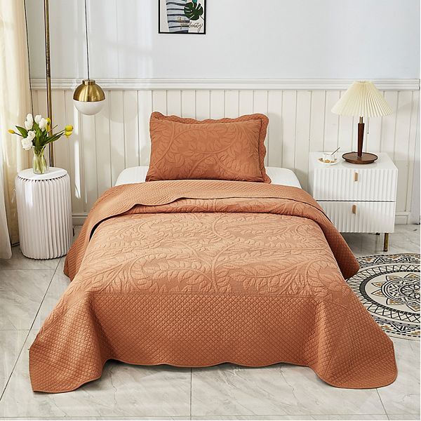 Marcielo 2 Piece 100% Cotton Twin Size Quilt Bedspread  Set MarCielo