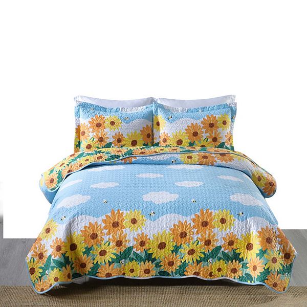 Marcielo 100% Cotton Kids Quilt Bedspread Set For Teens Girls Bedding MarCielo