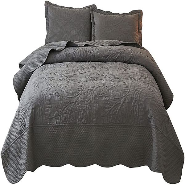 Marcielo 3 Piece 100% Cotton Oversized Bedspread Lightweight Quilt Set MarCielo