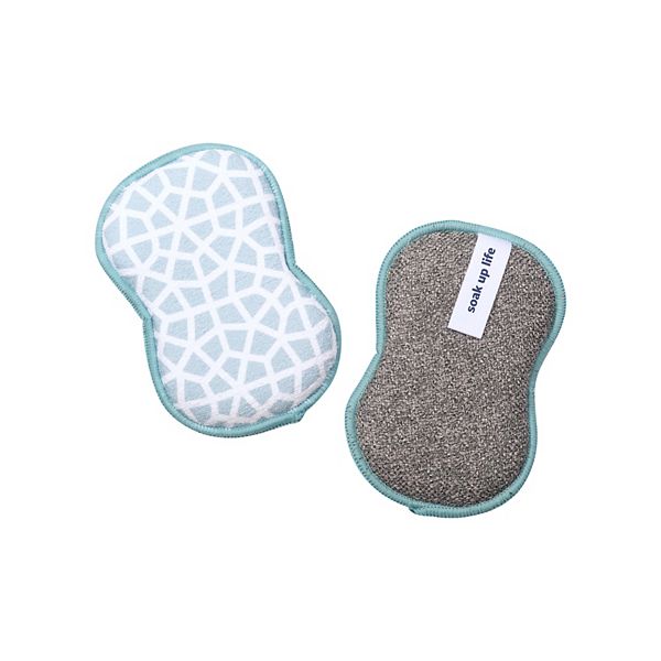 Bright Habits 2-Piece Blue Geo Washable Sponges Set Bright Habits