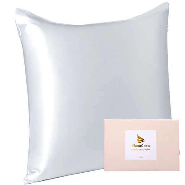 22 Momme Silk Pillowcase With Zipper, White 16" X 16" PiccoCasa