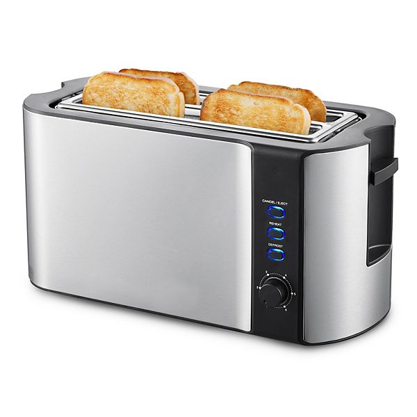 Elite Cuisine Stainless Steel 4 Slice Long Slot Toaster Elite