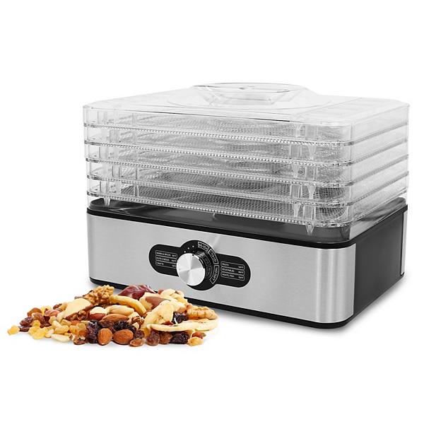 Elite Cuisine 5-Stainless Steel Tray Food Dehydrator with Adjustable Temperature Elite