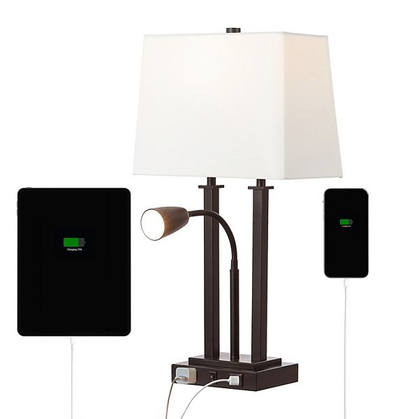 Blaire 2-light Modern Farmhouse Metal Led Table Lamp With Usb Charging Port Jonathan Y Designs