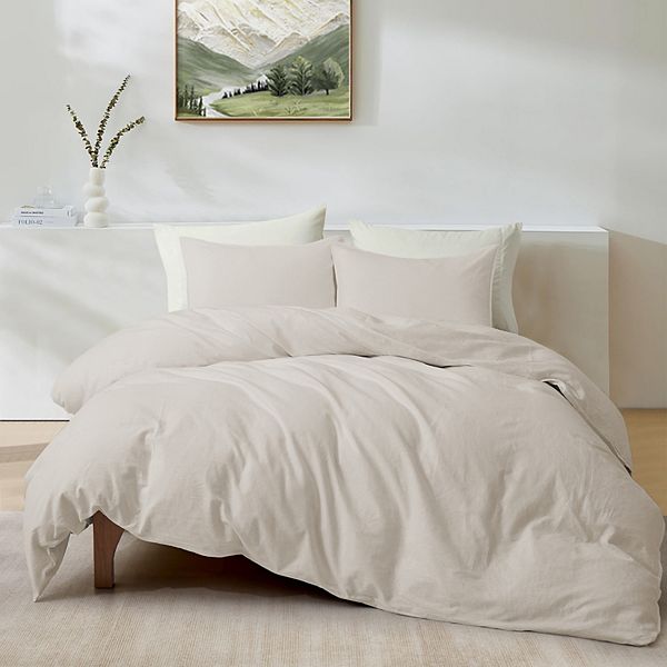 Unikome Soft Comfy Bedding Duvet Cover Set Washed Cotton Linen Textured Duvet Cover UNIKOME