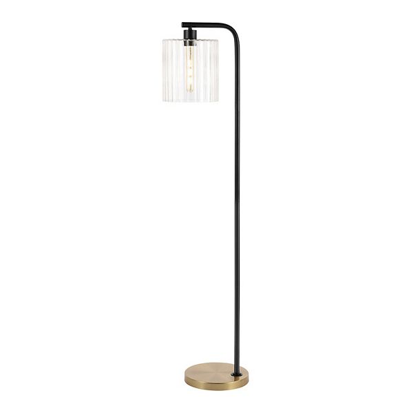 Easton Modern Minimalist Metal/ribbed Glass Led Floor Lamp Jonathan Y Designs