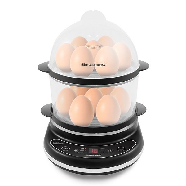 Elite Cuisine Programmable 2-Tier 14 Egg Cooker/Steamer Elite