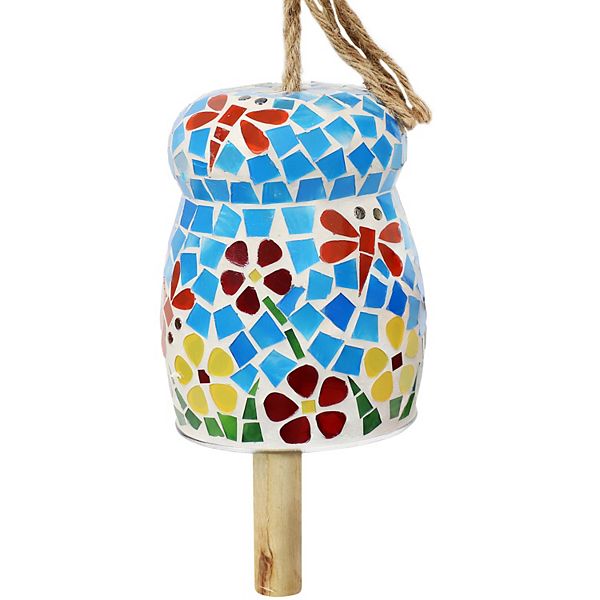 Sunnydaze Spring Flowers Mosaic Glass Wind Bell Chime - 7 in Sunnydaze Decor