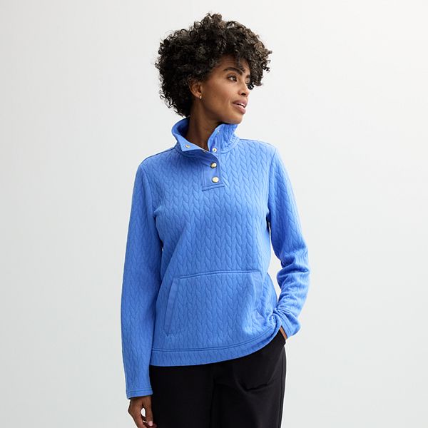 Women's Croft & Barrow® Quilted Mixed Media Pullover Top Croft & Barrow