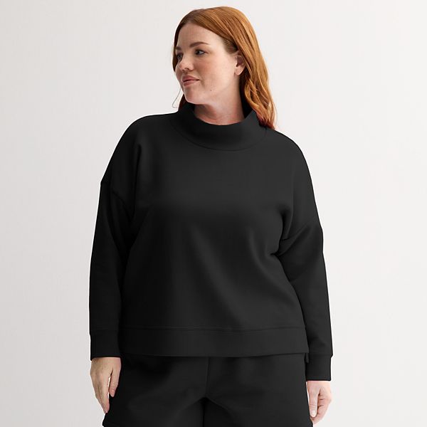 Plus Size Tek Gear Double Knit Funnel Neck Sweater Tek Gear