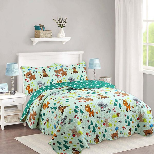 Marcielo Kids Quilt Bedspread Set For Teens Girls Bedding Forest MarCielo