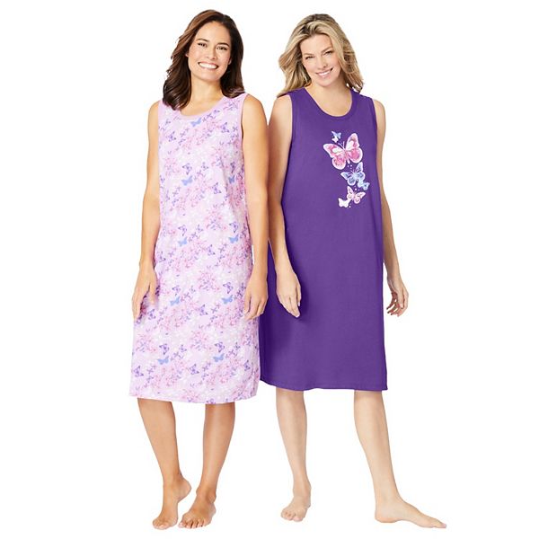 Dreams & Co. Women's Plus Size 2-pack Sleeveless Sleepshirt Dreams & Co.