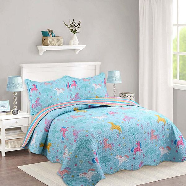 Marcielo Kids Quilt Bedspread Set For Teens Girls Bedding Unicorn MarCielo