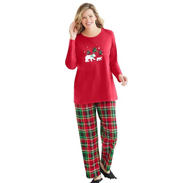 Dreams & Co. Women's Plus Size Long Sleeve Knit Pj Set Dreams & Co.