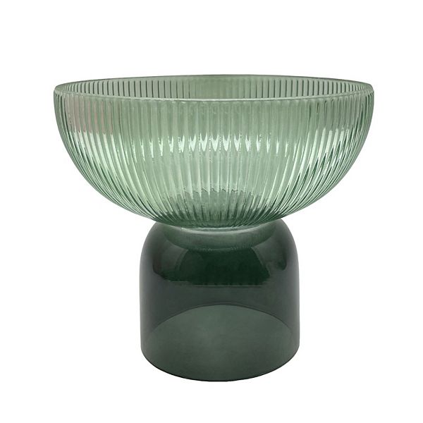 Green Ribbed Glass Bowl Unbranded