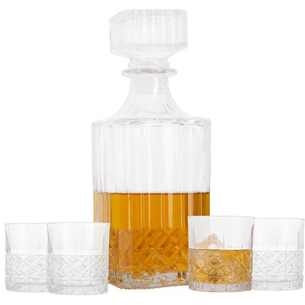 Home Essentials Bar One 5-piece Decanter & Double Old Fashioned Glasses Set Home Essentials