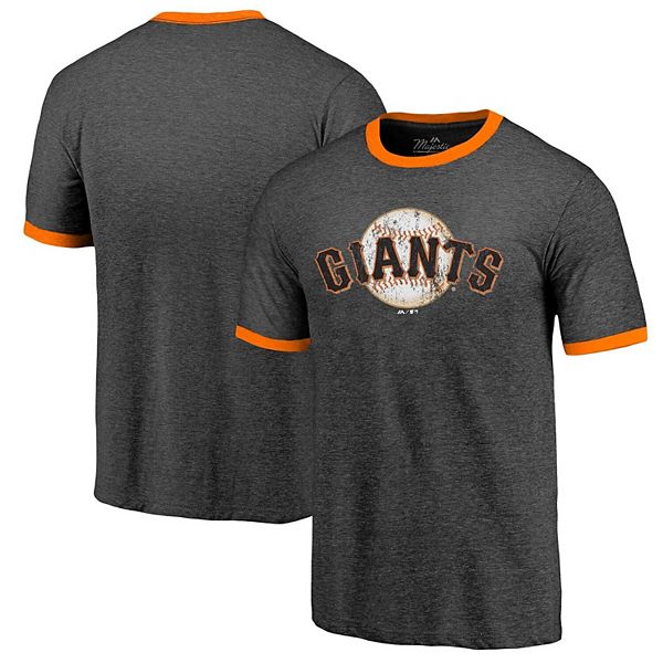 Мужская Футболка Majestic Threads Ringer Tri-Blend Черная San Francisco Giants Majestic Threads