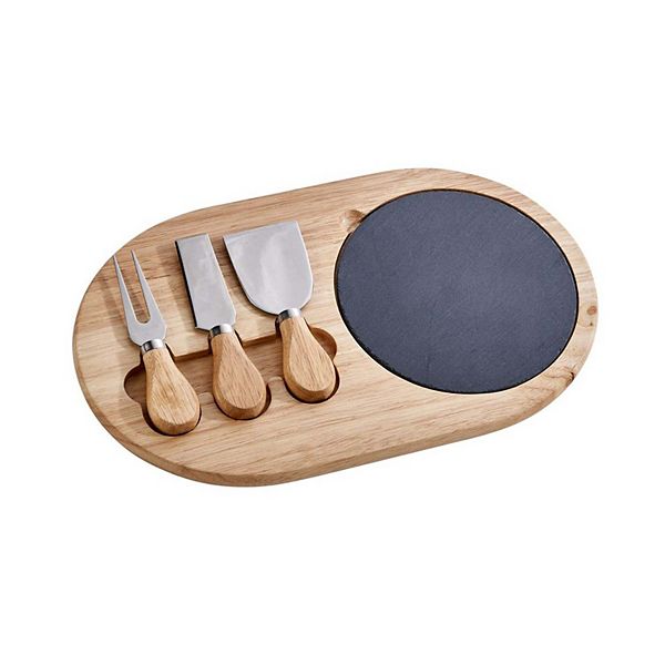 3-piece Oval Slate & Wood Cheese Board Set Creative Gifts International