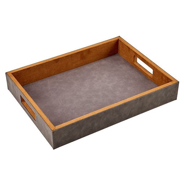 Grey Leatherette Tray - 16" X 12" Creative Gifts International