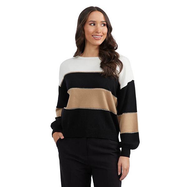 Женский Свитер Ellen Tracy Boatneck Colorblock Lurex Ellen Tracy