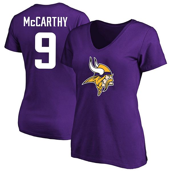 Фиолетовая женская футболка Fanatics J.J. McCarthy с номерами Minnesota Vikings 2024 NFL Draft Fanatics Brands - White Label