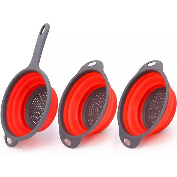 3-pieces Strainer Foldable Heat Resistant Collapsible Colander Stock Preferred