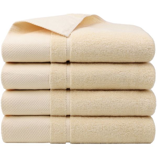 Bath Towel Set, 100% Cotton 600 Gsm Towels Absorbent Beige 6 Pcs PiccoCasa