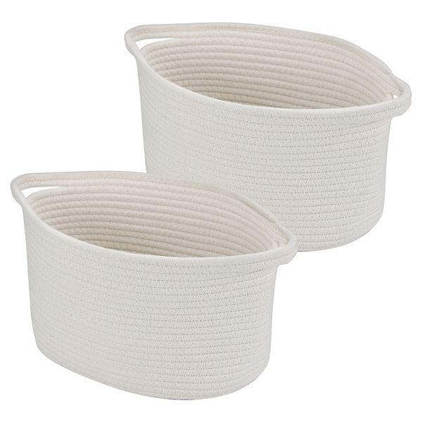 Storage Basket Bin Set Woven Storage Basket Sturdy Cotton Rode Container With Handles Unique Bargains