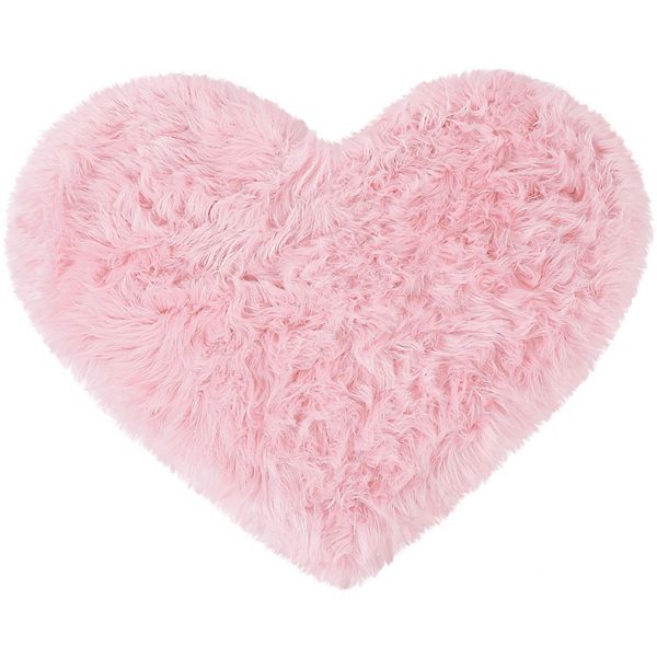 Heart Shaped Soft Faux Sheepskin Plush Area Living Room Sofa Floor Mats, 2.3ft X 3ft PiccoCasa