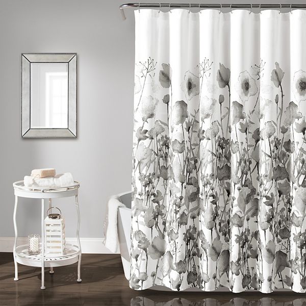 Lush Decor Zuri Flora Gray Shower Curtain Lush Décor