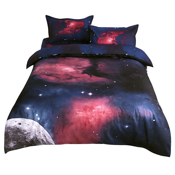 4 Piece Galaxies Duvet Cover Sets 3d Printed Space Themed, All Season Reversible Design PiccoCasa