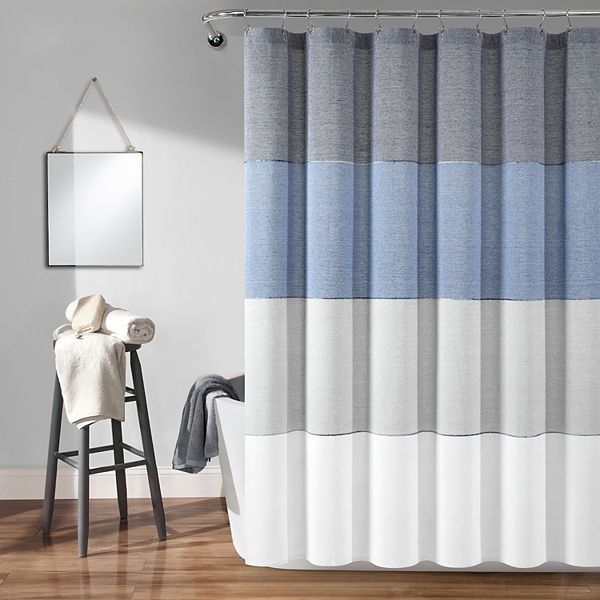 Lush Decor Color Block Ombre Yarn Shower Curtain Lush Décor